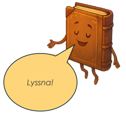 En tecknad bok säger 'Lyssna!'