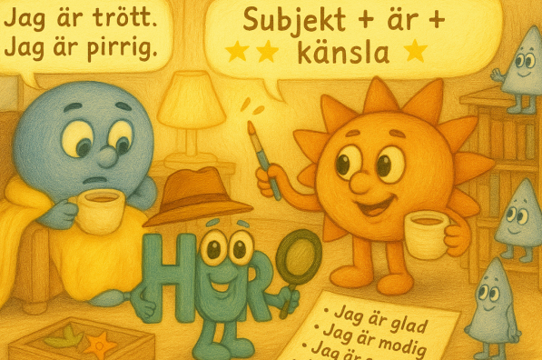Illustration av Subjekt och Predikat karaktärer