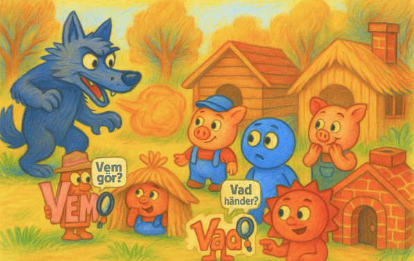 Illustration av Subjekt och Predikat karaktärer