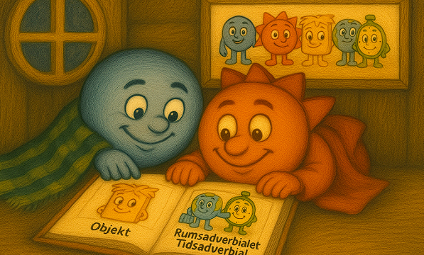 Illustration av Subjekt och Predikat karaktärer