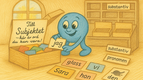 Illustration av Subjekt och Predikat karaktärer