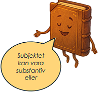 En tecknad bok som förklarar grammatik.